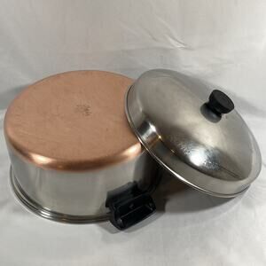 Revere Ware 6 Qt. Copper Bottom Stainless Steel Stock Pot Clinton W/ Dome Lid